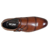 Stacy Adams Desmond Shoes Cap Toe Monk Strap Cognac Leather 25162-221