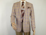Men Sport Coat by Berlusconi Turkey Italian Wool Super 180's #671-15 Tan Burg