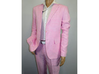 Mens Premium 100% Linen Cocktail Suit by INSERCH Breathable and cool SU880 Pink