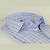 Men 100% Cotton Shirt Manschett Quesste Turkey Slim Fit 6019-02 Lilac Checkers