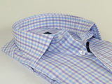 Men 100% Cotton Shirt Manschett Quesste Turkey Slim Fit 6019-02 Lilac Checkers