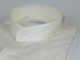 Mens CEREMONIA Pastor Shirt 100% Cotton Turkey Banded Collar #stn 17 hyk Ivory
