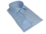 Men 100% Italian Cotton Shirt Non Iron SORRENTO Turkey Spread Collar 4883 Blue