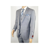 Men Suit BERLUSCONI Turkey 100% Italian Wool Super 180's 3pc Vested #Ber7 Sky