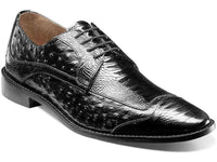Men's Stacy Adams Fanelli Modified Wingtip Oxford  Shoes Ostrich Black 25536-001