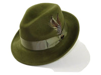 Men BRUNO CAPELO Hat Wool Fur look Fedora Soft Crushable LUCIOUS Olive Lu104
