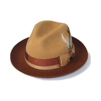 Men Bruno Capelo Hat Australian Wool Pinch Front Fedora Caesar Camel Brown CA343