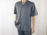Mens MONTIQUE 2pc Walking Leisure Suit Matching Set Short Sleeves 696 Solid Gray