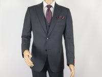 Men Suit BERLUSCONI Turkey 100% Italian Wool Super 180's Vested #Ber15 Charcoal