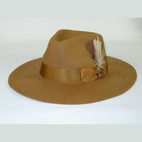 Mens Hat By BRUNO CAPELO Australian Wool Wide Brim Fedora Duke DU723 Acorn Camel