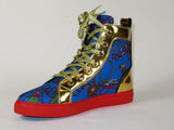 Mens High Top Shoes FIESSO by AURELIO GARCIA Chain Medusa Celebrity 2421 Blue