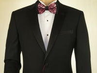 Men Renoir Tuxedo Two Button Notch Formal Satin Lapel Classic Fit 201-1 Black