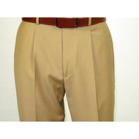 Mens MANTONI Pleated Dress Pants 100% Wool Super 140's Classic Fit  40901 Camel