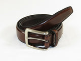 Men VALENTINI Leather Belt Stitch down Classic Pin Buckle V711 Brown New