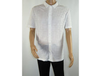 Mens Stacy Adams Italian Style Knit Woven Shirt Short Sleeves 3128 Pure White