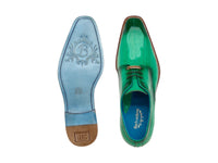 Belvedere Men's Dress Shoes Italo Antique Mint Genuine Hand Painted Eel D05