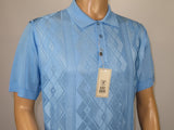 Mens Polo Shirt Slinky Sheer Short Sleeves Soft Touch by Stacy Adams 57007 Blue