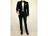 Men's Soft Cotton Velvet Blazer Jacket Two Button GEORGIO COSANI 491 Black Sale