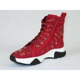 Mens High Top Shoes By FIESSO AURELIO GARCIA,Spikes Rhine stones 2412 Red