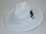 Mens BRUNO CAPELO Fedora 3" Flat brim Hat Natural Braid, Straw Style Mi900 White