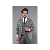 Men 3pc European Vested Suit WESSI by J.VALINTIN Extra Slim Fit JV37 Black White