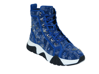 Mens High Top Shoes By FIESSO AURELIO GARCIA,Spikes Rhine stones 2412 Navy Blue