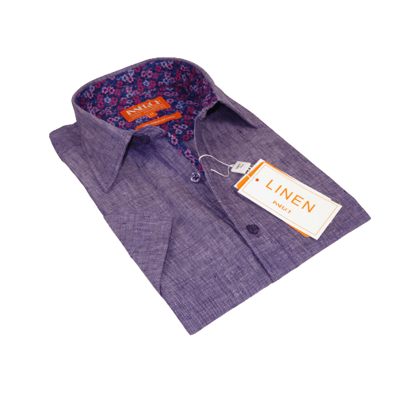 Men Premium Quality Soft Linen Sports Shirt INSERCH Short Sleeves SS717 Purple