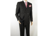Men Pacelli Double Breasted Suit Classic Peak Lapel Pleated pants GILBERT Black