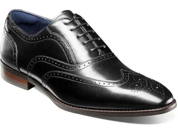 Men's Stacy Adams Kaine Wingtip Oxford Shoes Leather Black 25569-001