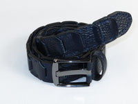 Men Genuine Leather Belt PIERO ROSSI Turkey Crocodile print Hand Stitch #69 navy