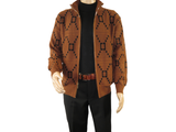 Mens SILVERSILK Fancy Thick Sweater Jacket Zipper Pockets Mock Neck 4202 Brown