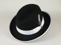Bruno Capelo Dress Hat Australian Wool Homburg Godfather GF111 Black white