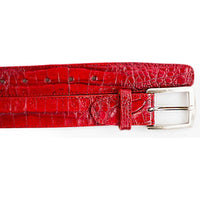 Men's Belvedere Belt Genuine Caiman Crocodile up to Size 44 Red Style 1999