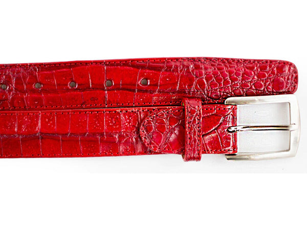 Men's Belvedere Belt Genuine Caiman Crocodile up to Size 44 Red Style 1999