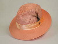 Men's Summer Spring Braid Straw style Hat by BRUNO CAPELO JULIAN JU903 Peach
