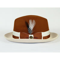 Mens Bruno Capelo Dress Hat Australian Wool Fedora Caesar CA353 Cognac and  Bone