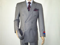 Men Apollo King Double Breasted Suit Classic Peak Lapel Soft Blend DM23 Gray