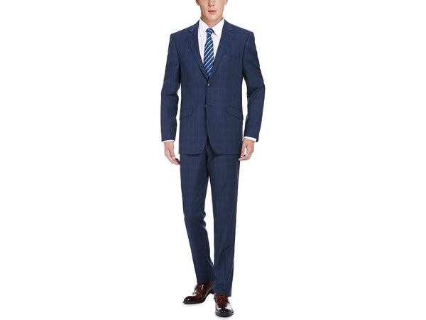 Men RENOIR suit Solid 2Button Business Formal Slim Fit 292-6 Window Pane Plaid