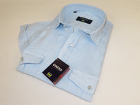 Men's Ciazzo Turkey 100% Linen Breathable Shirt Short Sleeves #Linen 19 Lt BLue