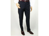 Men's MANTONI Flat Front Pants 100% Wool Super 140's Classic Fit 40901 Navy Blue