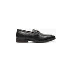 Stacy Adams Feronte Moc Toe Bit Slip On Croco Print Leather Black 25623-001