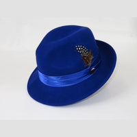 Men Bruno Capelo Hat Australian Wool Crushable Fedora Giovani Un108 Royal Blue