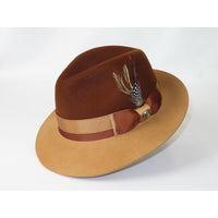 Men Bruno Capelo Hat Australian Wool Pinch Front Fedora Caesar Brown Camel CA342