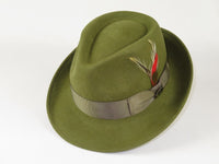 Men BENTLY HEADWEAR Hat Australian Wool Pinch Front Fedora Lite HU424 Olive