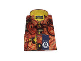Men Oscar Banks Shirt Viscose Satin Silk Feel 6275-18 Rust Yellow African Print