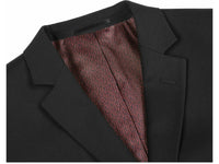 Men RENOIR suit Solid Two Button Business, Formal Slim Fit 2110-1 Black Stretchy