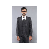 Men 3pc European Vested Suit WESSI  J.VALINTIN Extra Slim Fit JV15 Charcoal Gray