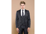 Men 3pc European Vested Suit WESSI by J.VALINTIN Extra Slim Fit JV28 black gray
