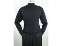 Mens Inserch Mock Neck Pullover Knit Cotton Blend Sweater Winter 4308 Navy Blue