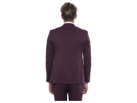 Men 3pc Vested Suit European WESSI J.VALINTIN European Slim Fit 118-80 Burgundy